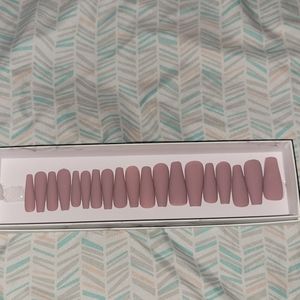 Long Matte Mauve Custom Press-on Nails.